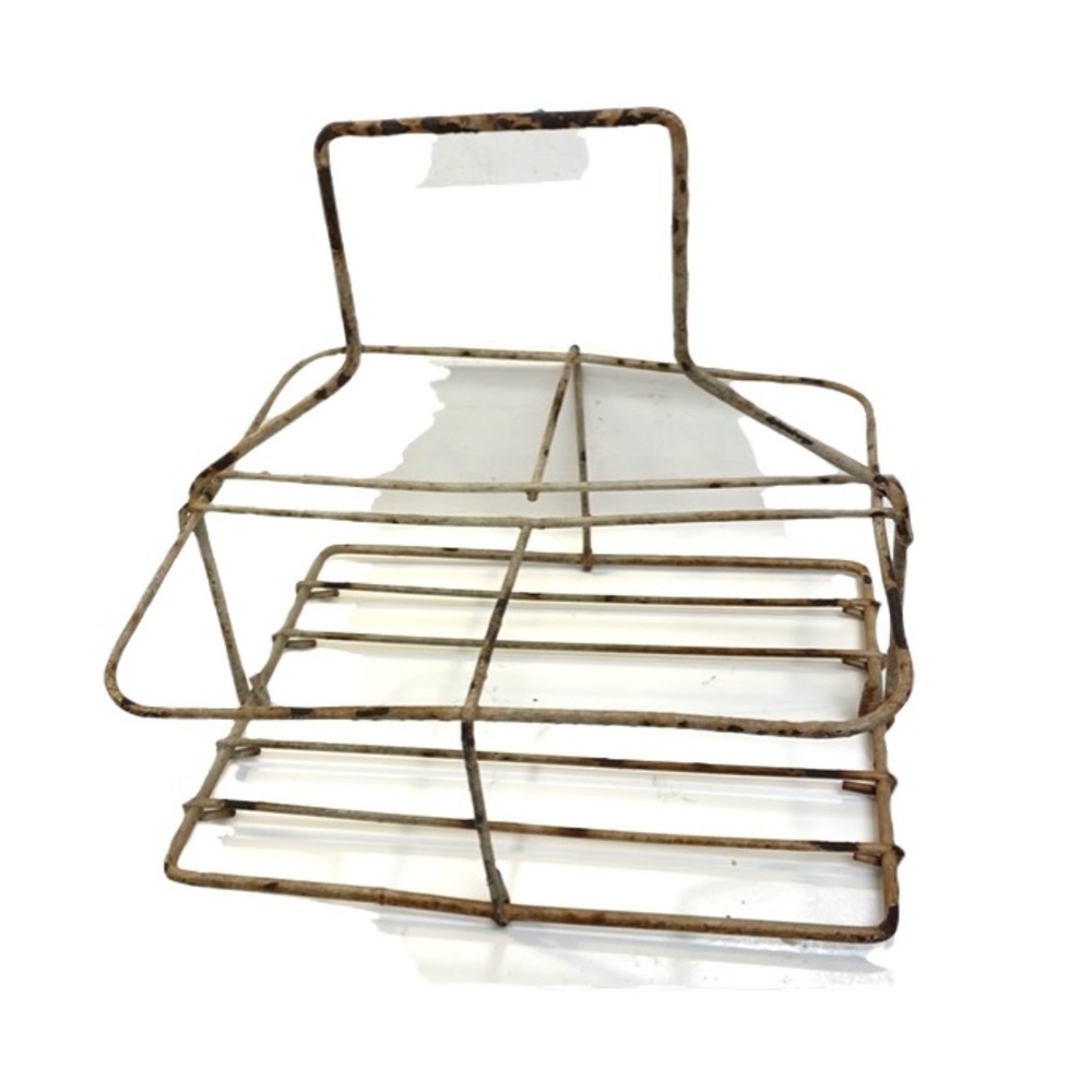 Vintage metal wire milk carton farmhouse decor
